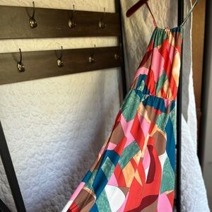 Maxi Dress Multicolor Summer Lightweight Spaghetti Strap Vacation Dress
